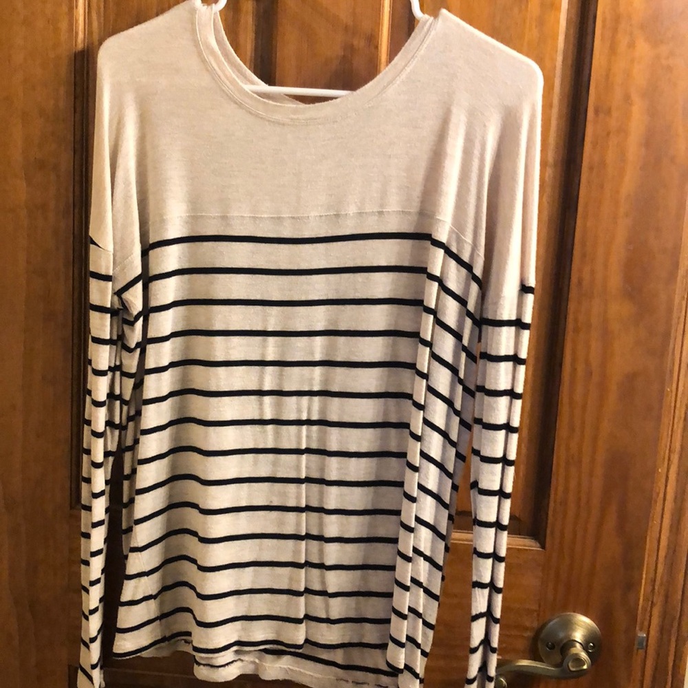 Soft, tan and black striped top